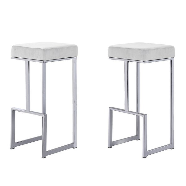 Best Master Furniture Silver Velvet Bar Stool (Set of 2)