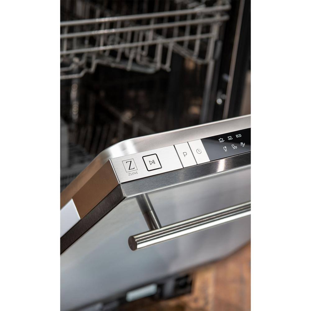 ZLINE Kitchen and Bath 18 in. Top Control 6-Cycle Compact Dishwasher w 2 Racks in Stainless Steel  Modern Handle DW-304-18