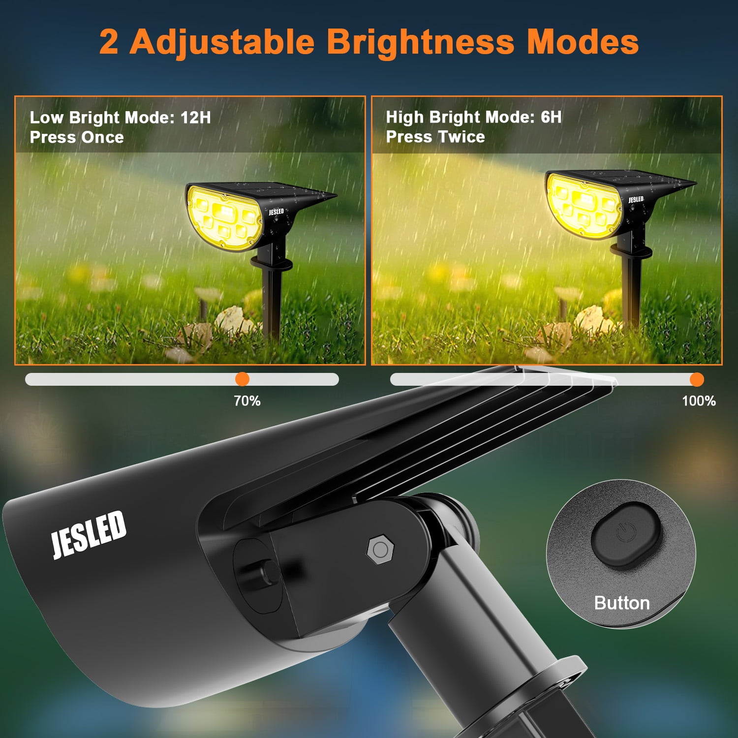 JESLED Solar Landscape Lights Outdoor 14 LED Spotlight， Warm White， 4-Pack