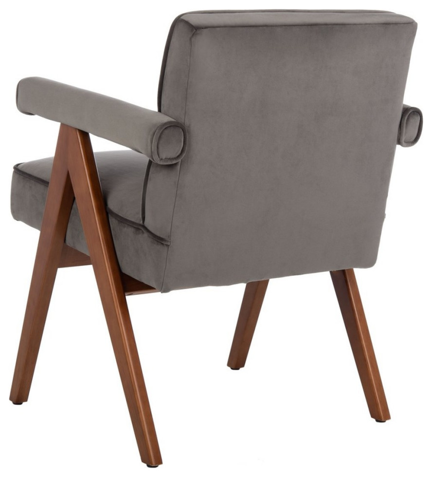 Katie Mid Century Arm Chair Dark Gray Velvet/Walnut   Midcentury   Armchairs And Accent Chairs   by V.S.D Furniture  Houzz