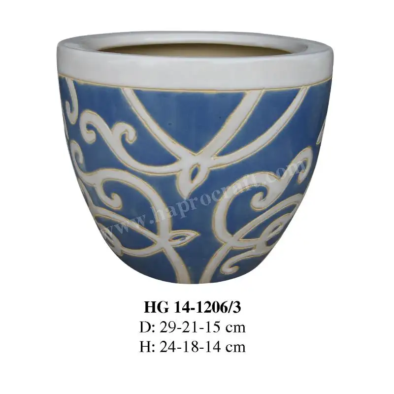 Glazed flower pots wholesales / Vietnam ceramic planter pots set of 3  garden supplies (HG 14 1011/3)