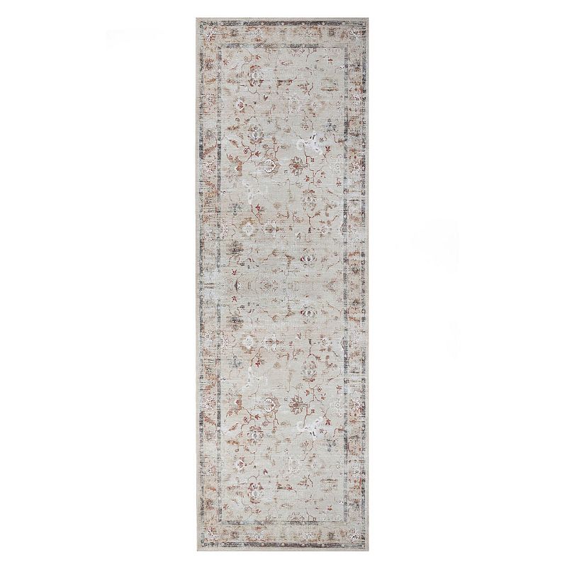 SUPERIOR Swan Distressed Traditional Floral Scroll Washable Rug