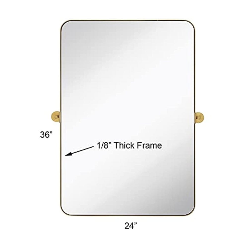 Gold Metal Surrounded Round Pivot Mirror 24