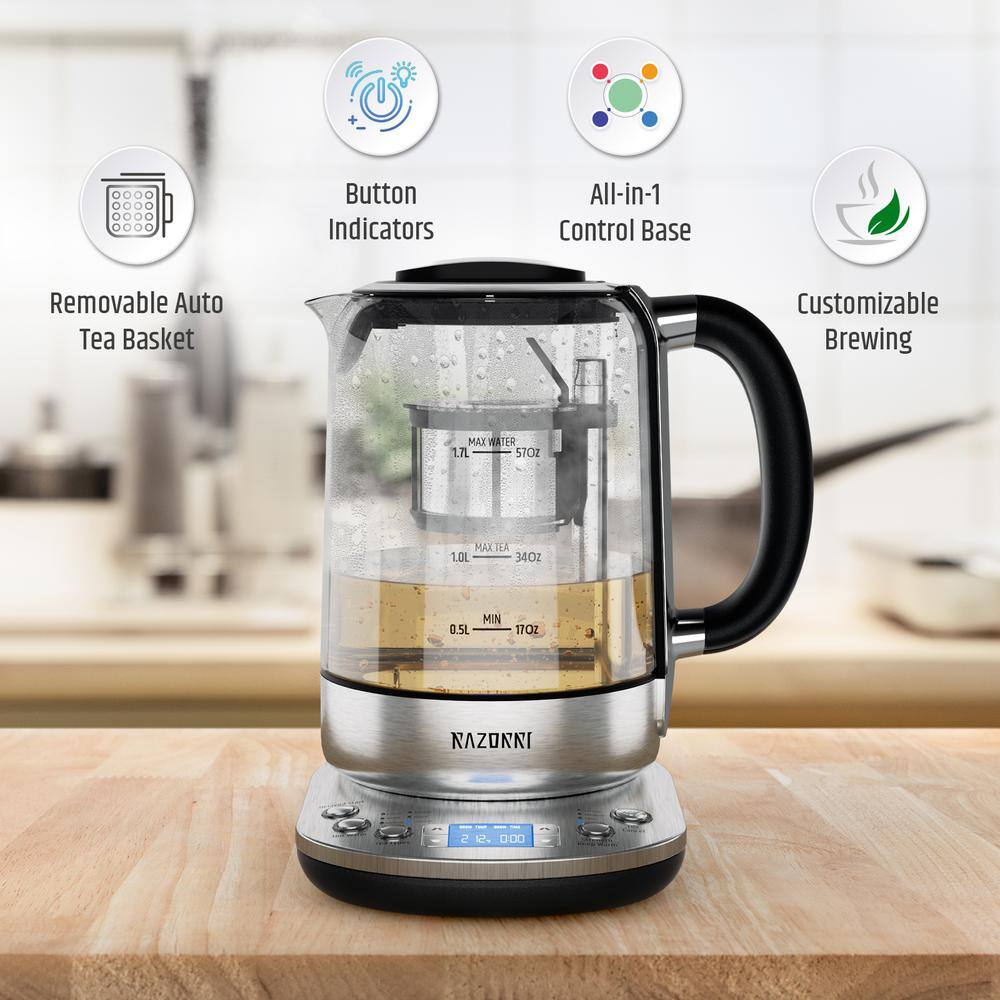 Razorri Electric Tea Maker 1.7L with Automatic Infuser for Tea Brewing Stainless Steel PTK17A