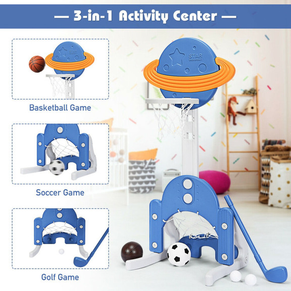 Costway 75086941 3 in 1 Kids Basketball Hoop Set w...