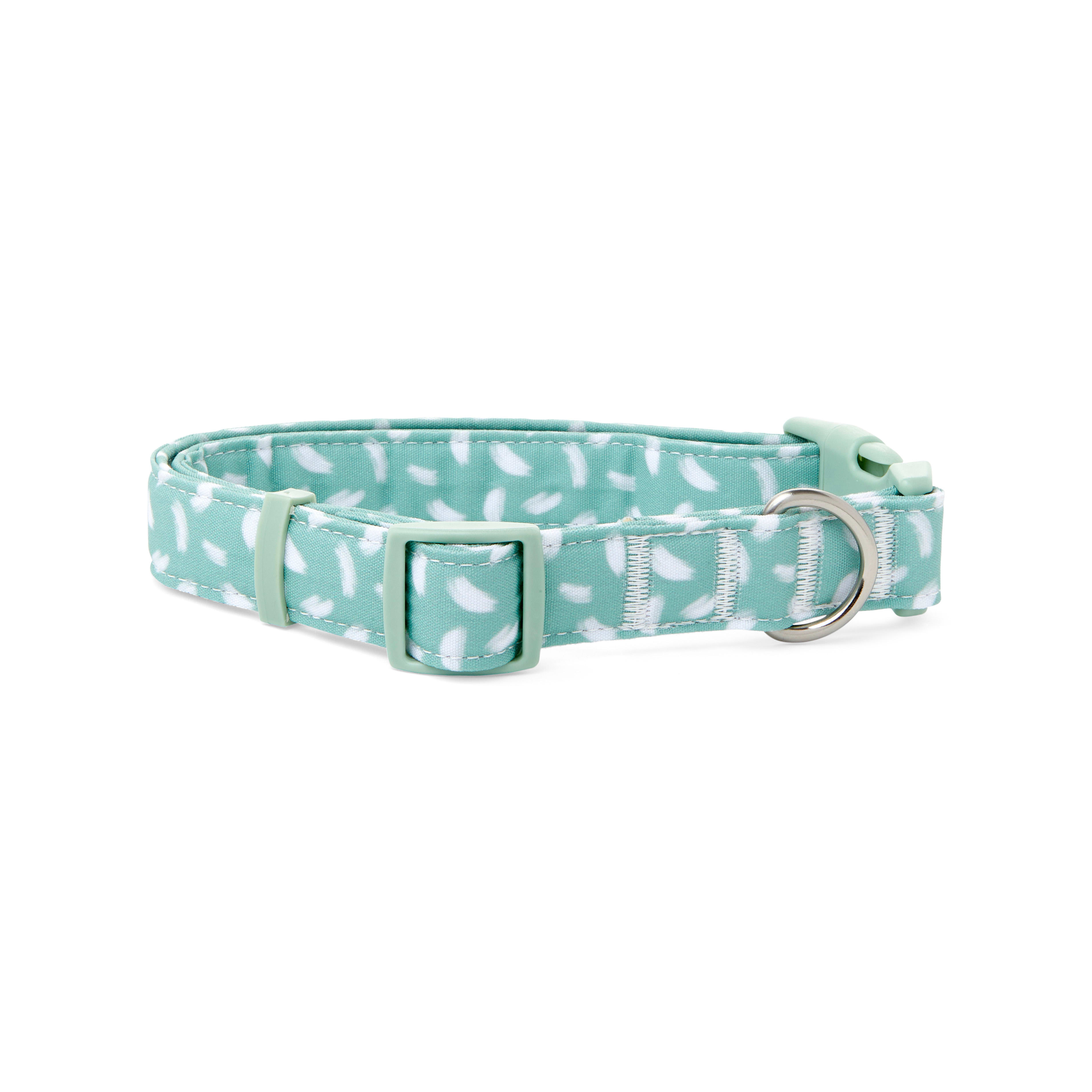 YOULY The Artist Green  White Brushstroke-Print Dog Collar， Small