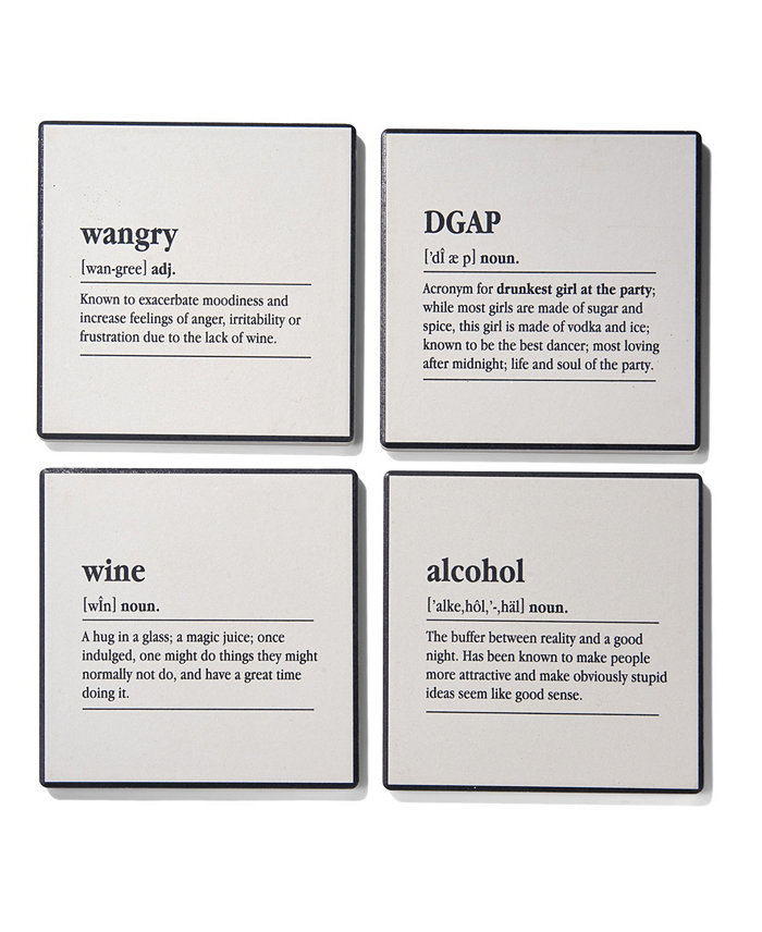 American Atelier 4.25'' D Definitions Ceramic Coasters Set 4 Piece