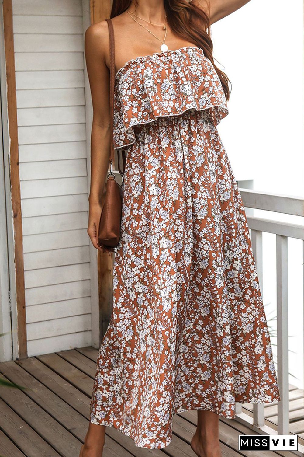 Floral Off-shoulder Long Dress Wholesale