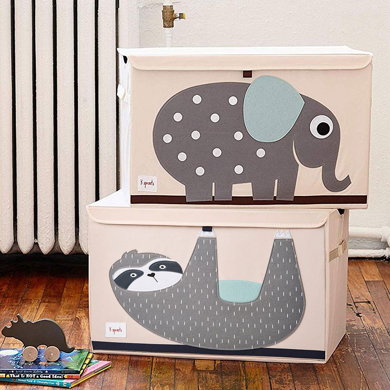 3 Sprouts Collapsible Toy Chest Storage Bin Bundle w/ Elephant + Sloth (2 Pack)