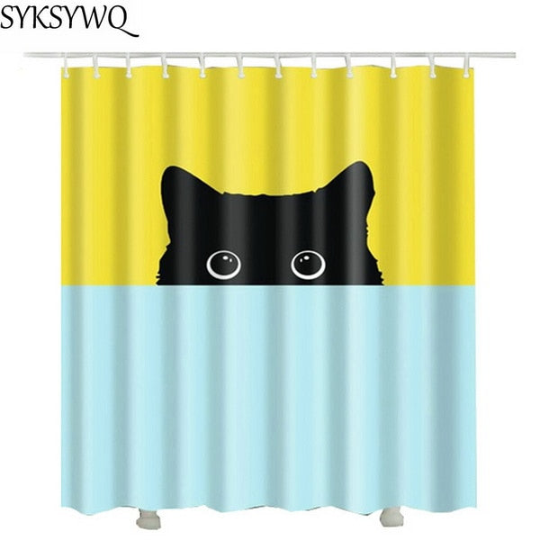 cutely pet cat take bath Shower Curtains drop shopping Creative Waterproof Polyester Fabric Shower Curtain Bathroom