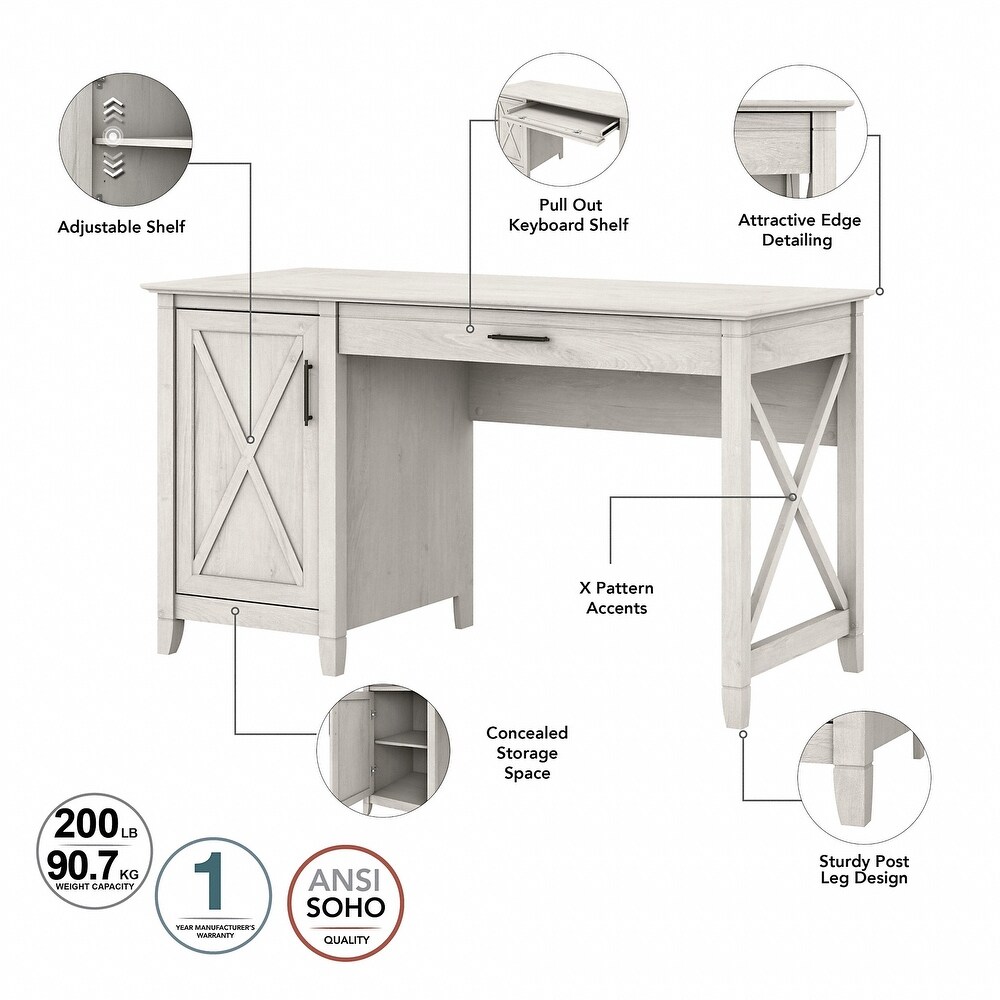 Key West 54W Computer Desk with Storage and Cabinet by Bush Furniture