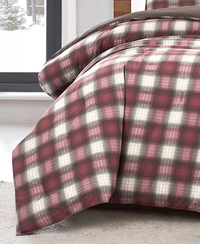 Eddie Bauer Navigation Plaid Red Reversible Comforter Set， Full Queen