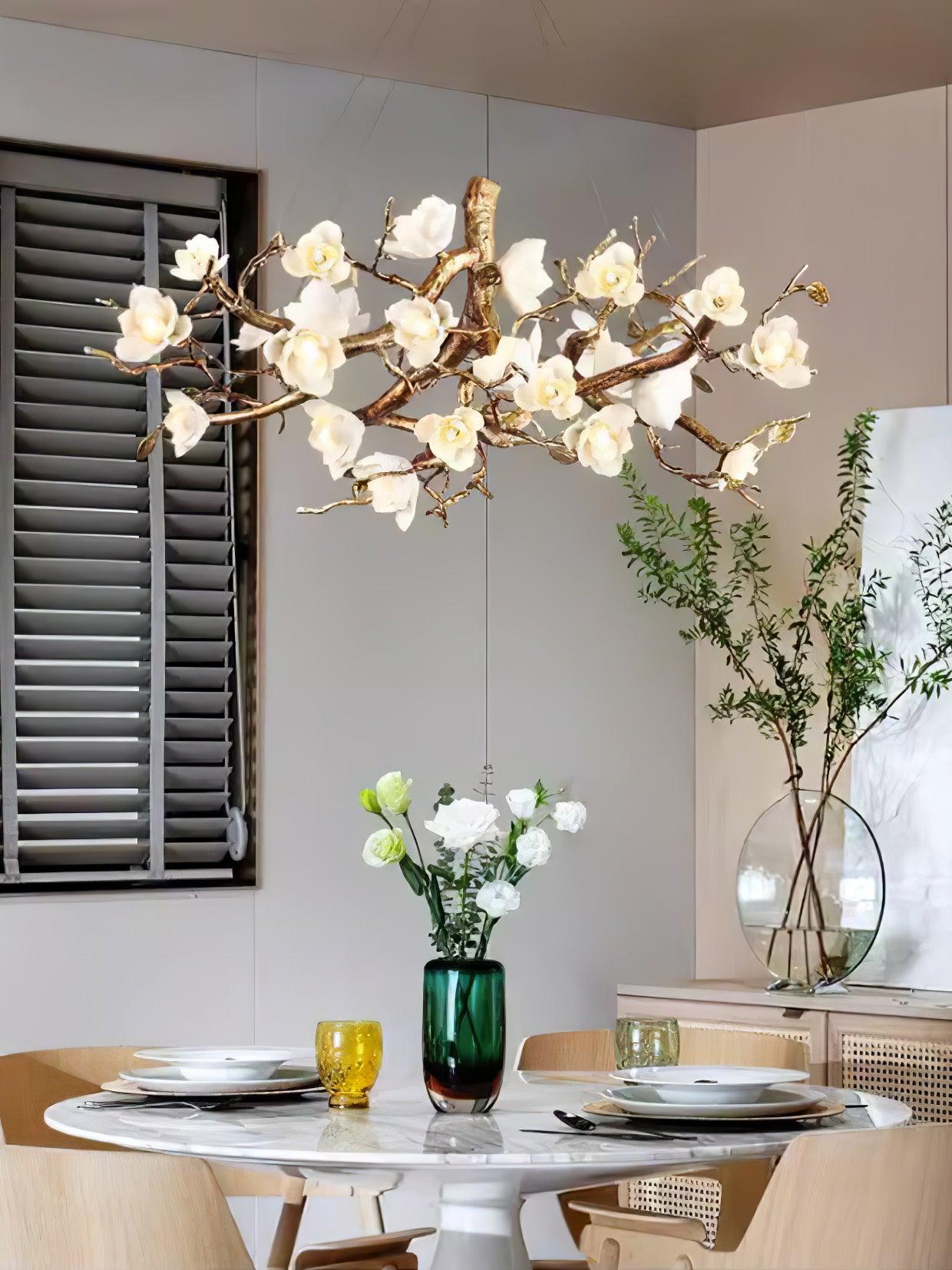 Flower Bloom Branch Brass Chandelier