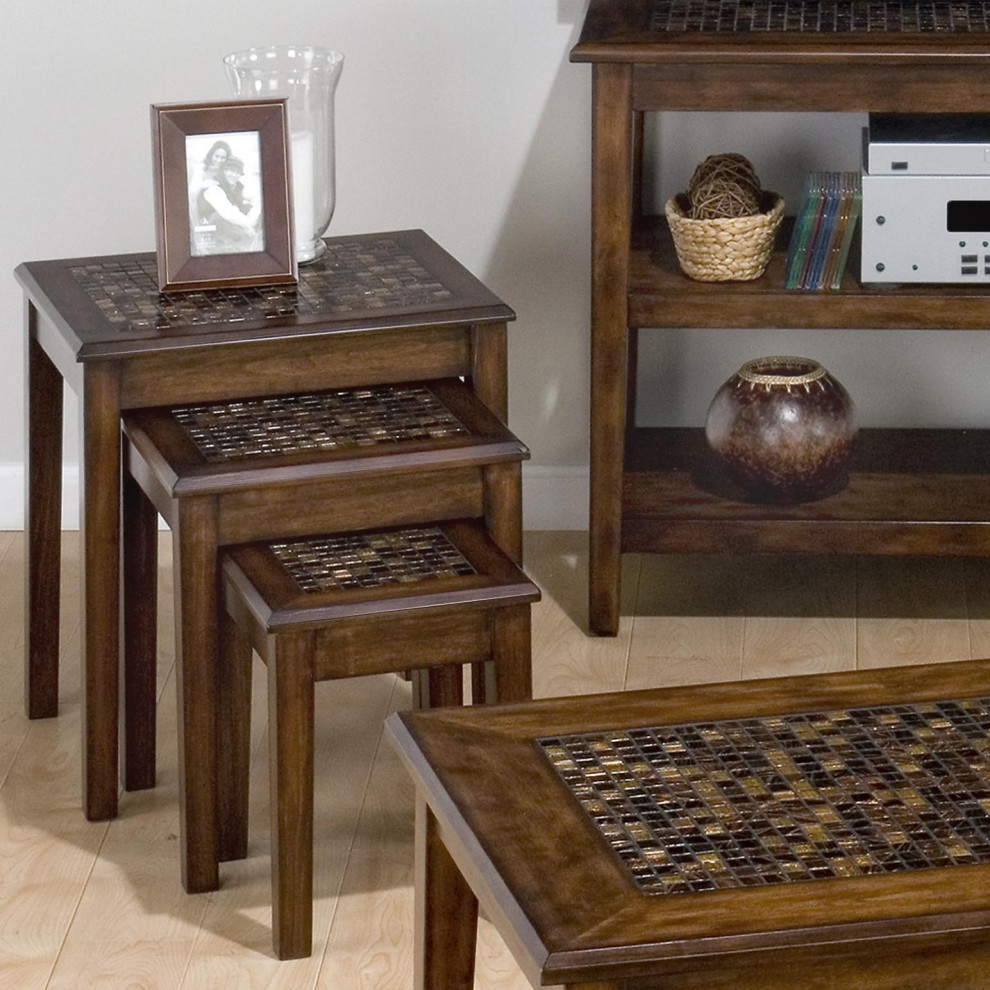 Baroque Cocktail Table With Mosaic Tile Inlay   Transitional   Coffee Table Sets   by Morning Design Group  Inc  Houzz