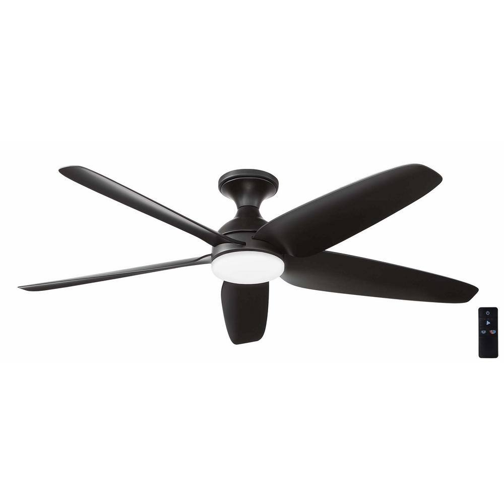 Hampton Bay Ceva 54 in. Integrated CCT LED IndoorOutdoor Matte Black Ceiling Fan with Light and Remote Control AK363HB-MBK