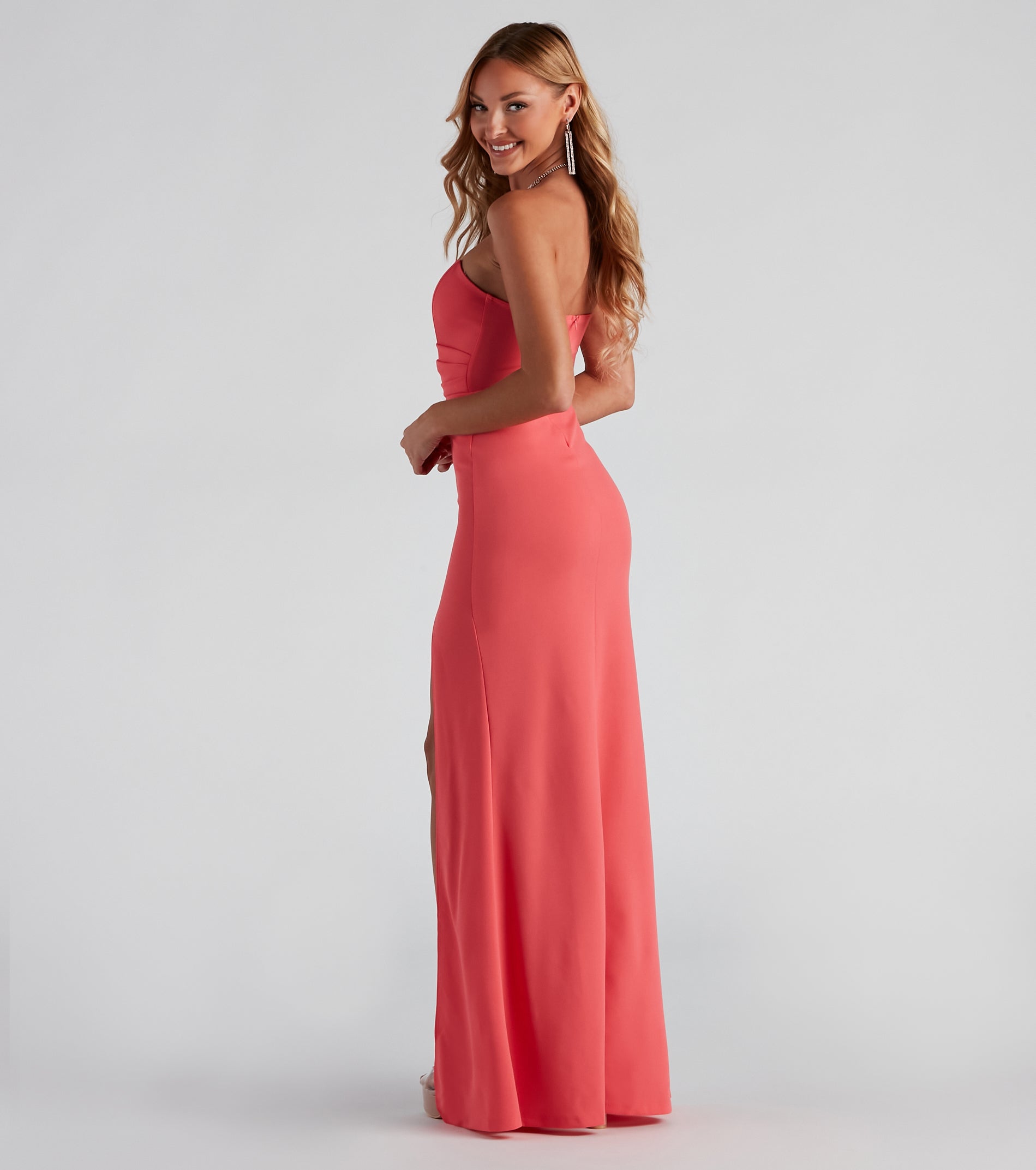 Kaia Strapless High Slit Formal Dress