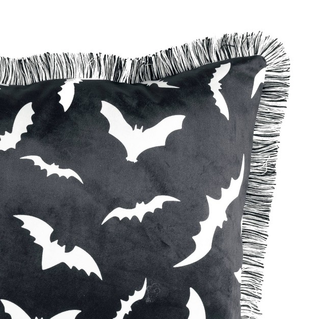 Swarm Of Bats Halloween Square Throw Pillow Black Lush D cor