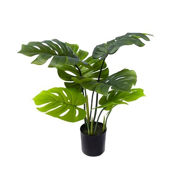 Artificial Split Leaf Philodendron Monstera Plant in Black Pot