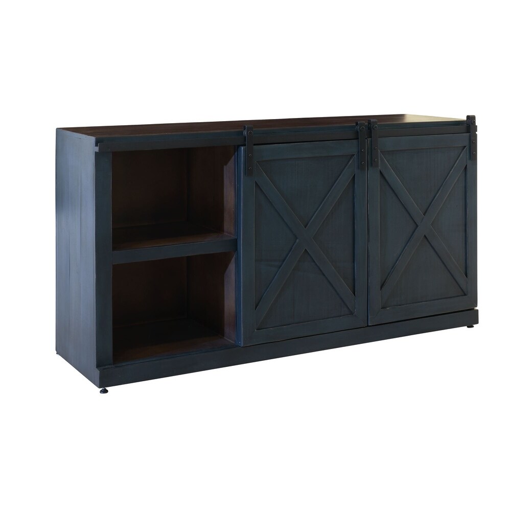 Picket House Furnishings Ballo Loft Console in Blue  10 with Brown Top