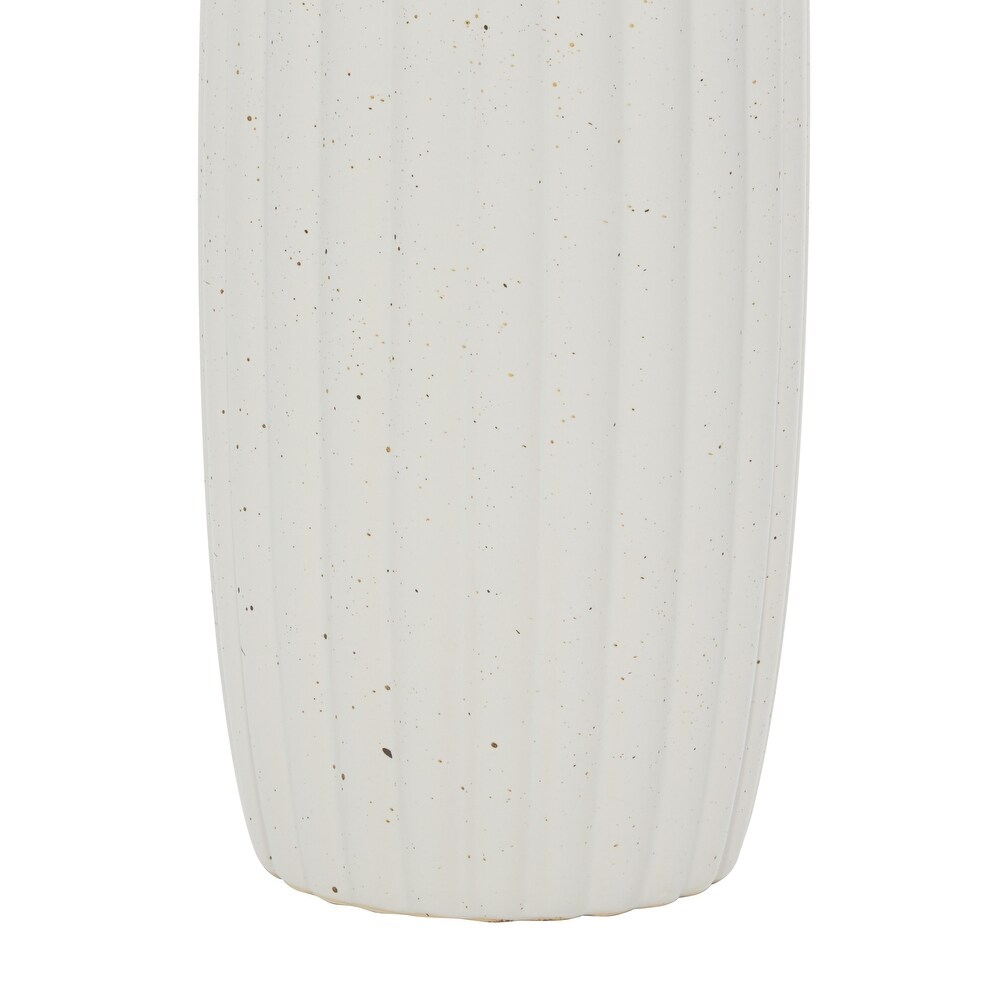 White Ceramic Speckled Vase   5 x 5 x 18
