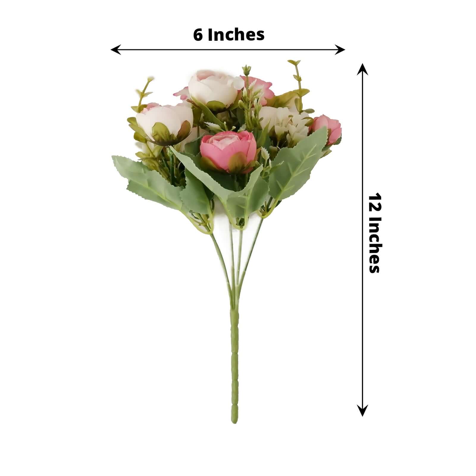 4 Pack Artificial Pink Mini Ranunculus Silk Flower Arrangements, Faux Buttercup Floral Bouquets 12