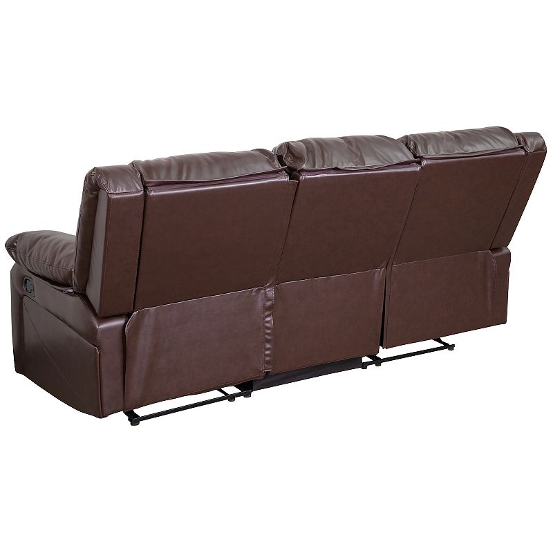 Emma and Oliver Black LeatherSoft Sofa with Two Built-In Recliners