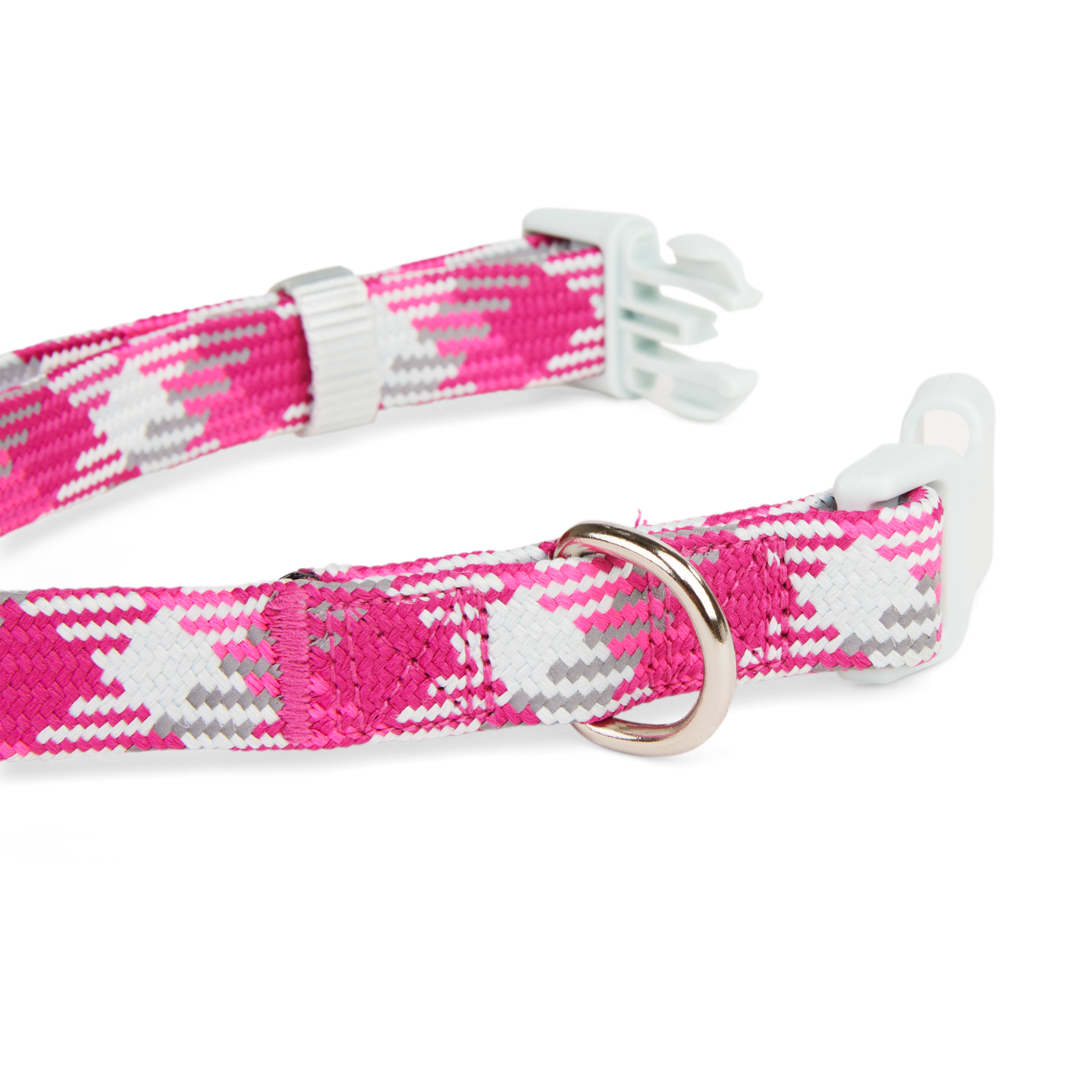 YOULY Pink Multicolored Reflective Dog Collar， Small