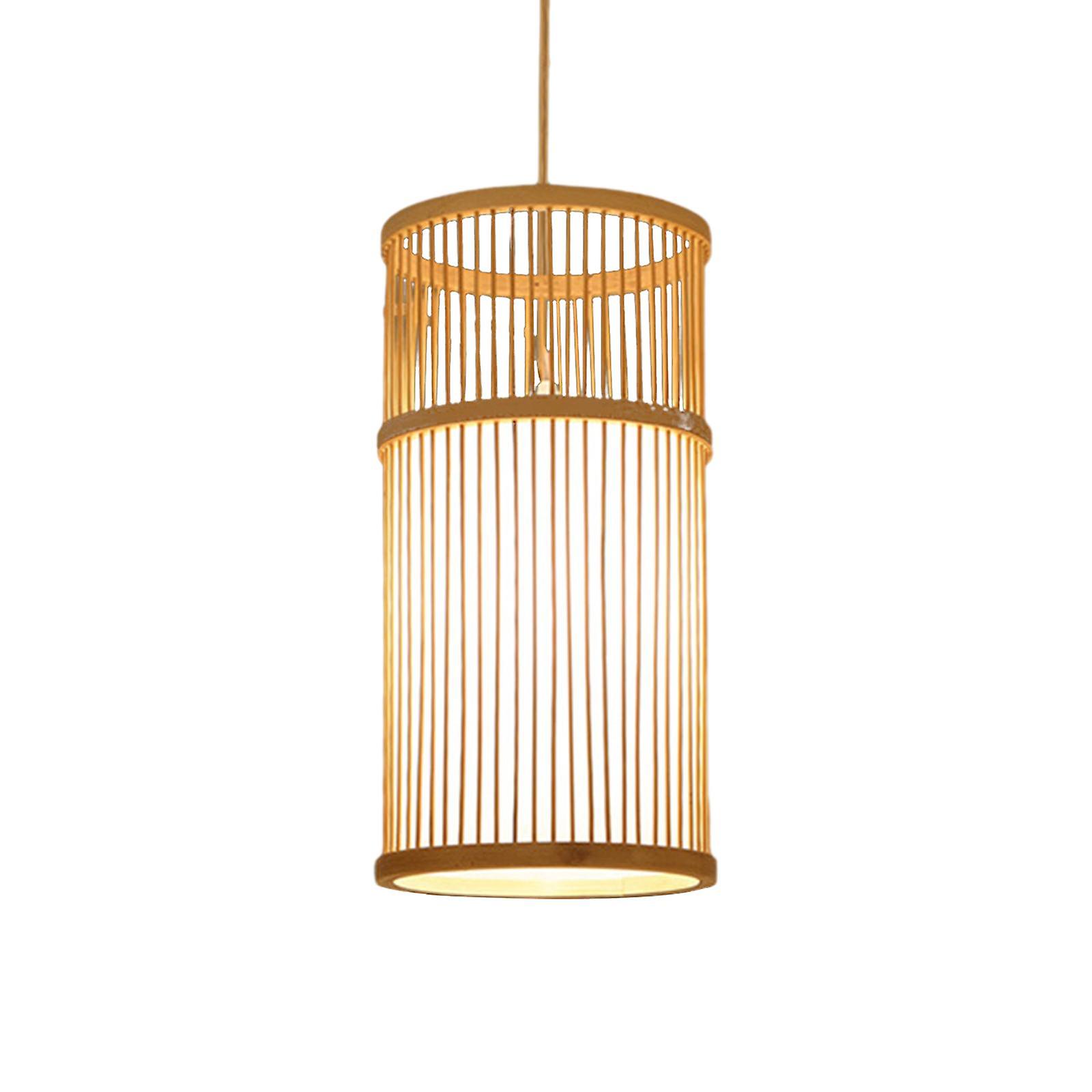 Handwoven Bamboo Lampshade Farmhouse Pendant Light For Bars Foyer Livingroom Style B