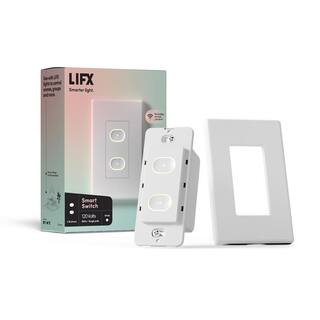 LIFX 1-Pole 2-Buttons Smart Wi-Fi Touch Light Switch White Works with AlexaHey GoogleHomeKitSiri LFSPWHT1FUS