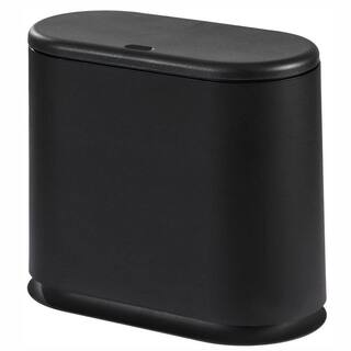 Dracelo 2.1 Gal. Slim Bathroom Plastic Trash Can with Press Top Lid in Black B0B1HQPS5D