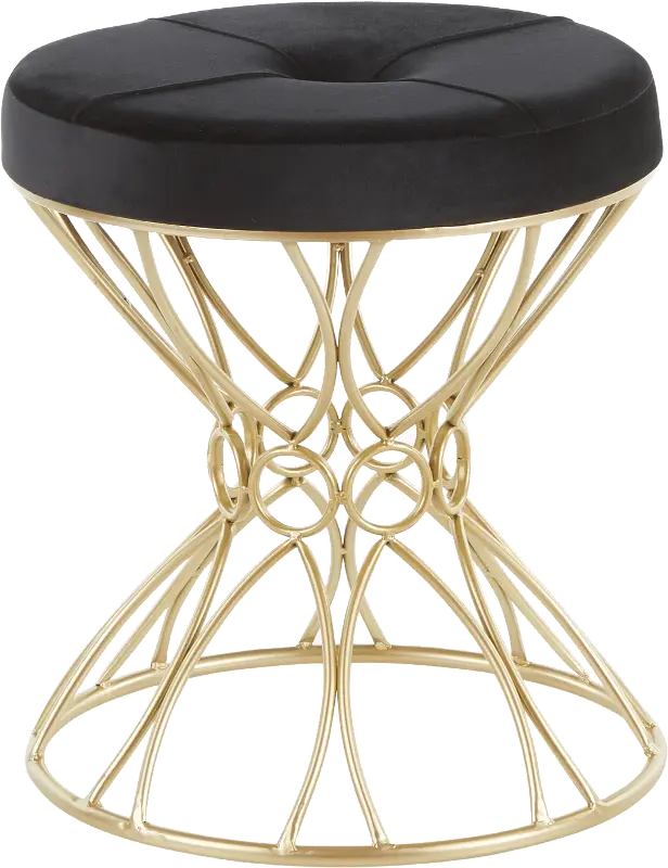 Black Velvet Vanity Stool