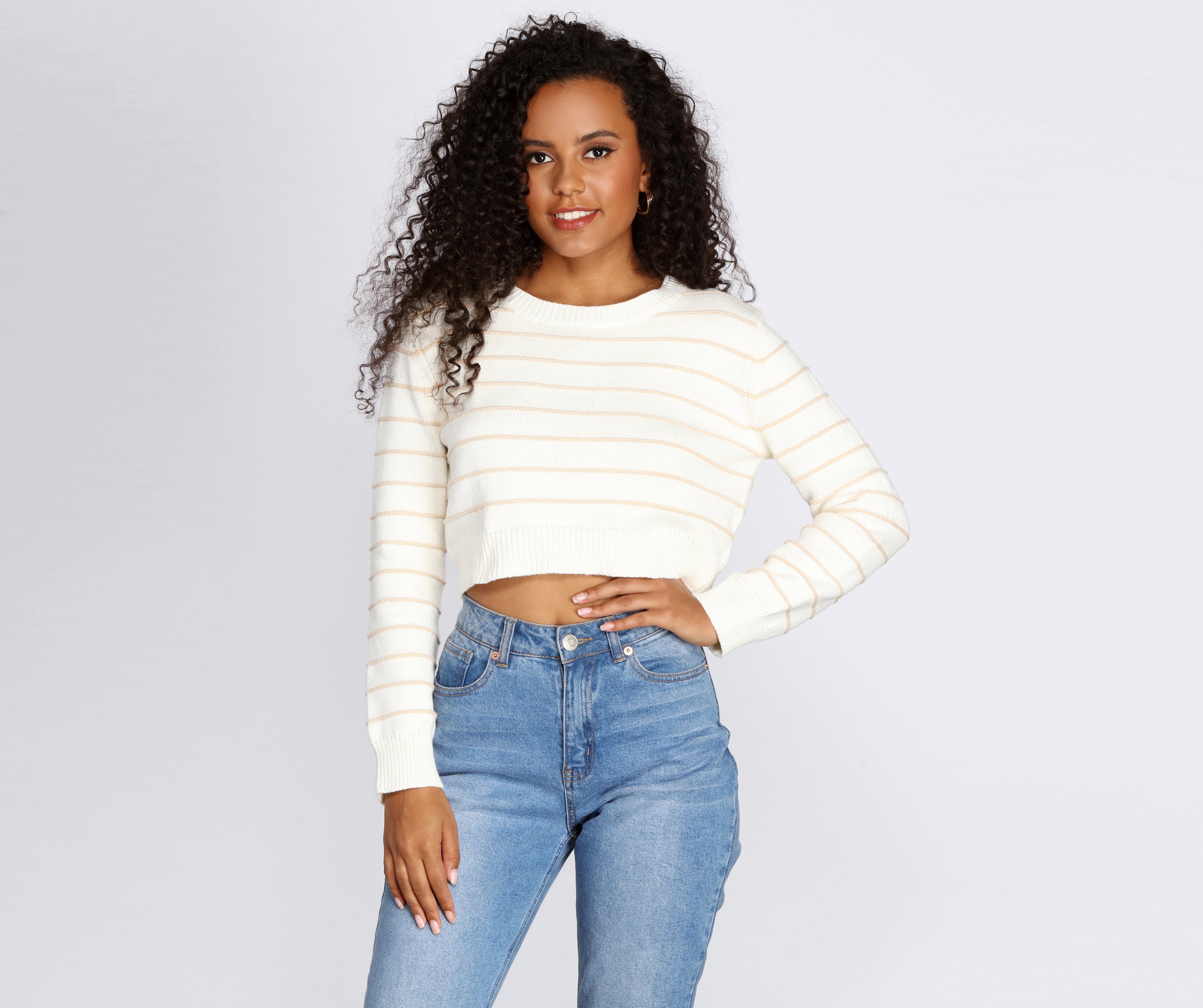 Stand Out Striped Cropped Sweater