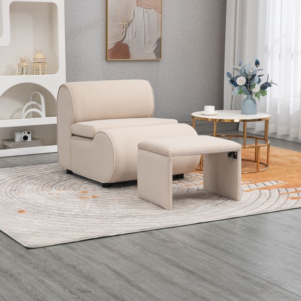 Accent Chair with Ottoman Cushioned Accent Single Lazy Chair