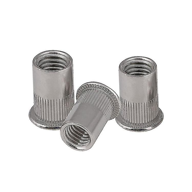 50pcs M6 Rivet Nut Kit Carbon Steel Flat Head Thread