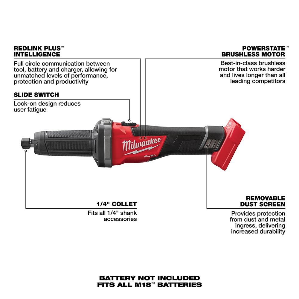 Milwaukee M18 FUEL 1/4 in. Die Grinder (Tool Only) 2784-20 from Milwaukee