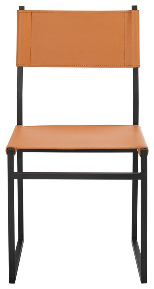 Savannah Dining Chairs set of 2 Cognac / Black   Industrial   Dining Chairs   by Peachtree Fine Furniture  Houzz