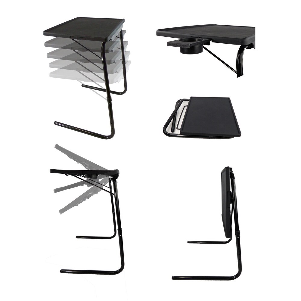 Portable Foldable TV Tray Table   Laptop  Eating Stand W/Adjustable Tray   Sliding Adjustable Cup Holder   As Seen on TV