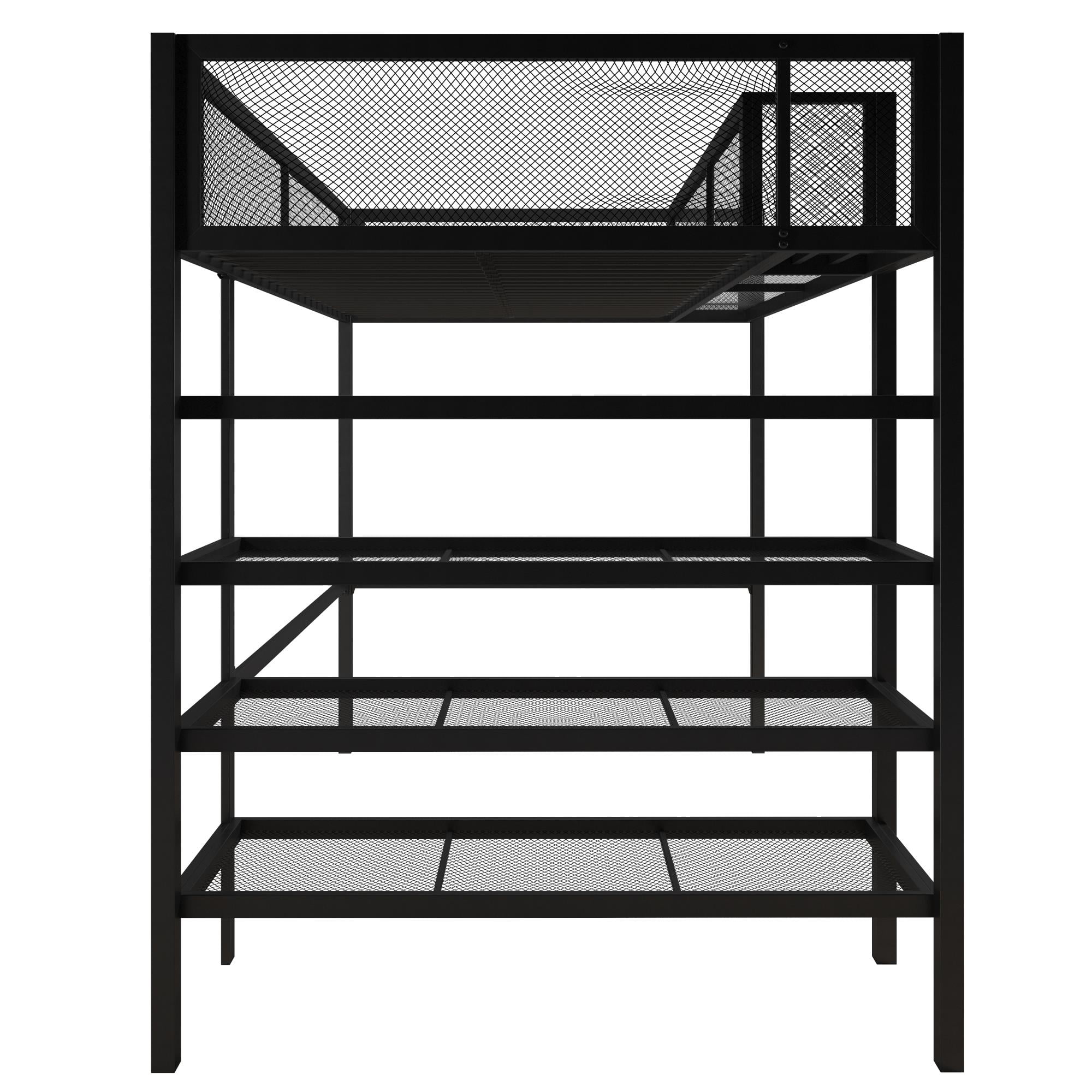 Mainstays Metal Storage Loft Bed with Book Case, Black, Twin