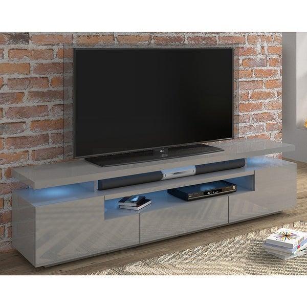 Strick and Bolton Sparkes 77-inch High Gloss TV Stand with LED Lights