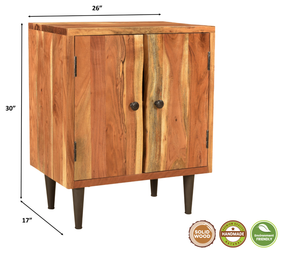 Stafford Live Edge Accent Cabinet  Natural Acacia   Midcentury   Accent Chests And Cabinets   by Taran Design  Houzz