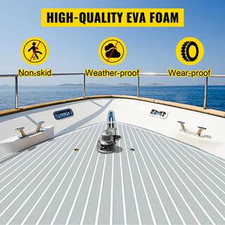 VEVOR EVA Foam Faux Teak Boat Decking Sheet 94.5 in. x 47.2 in. 6 mm Thick Non-Skid Self-Adhesive for Marine Yacht ZZDBHSJBTW240X120V0