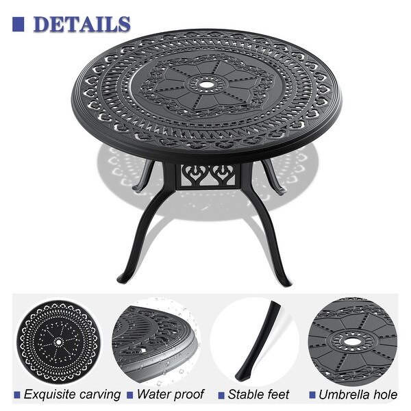 39.37inch Cast Aluminum Patio Dining Round Table