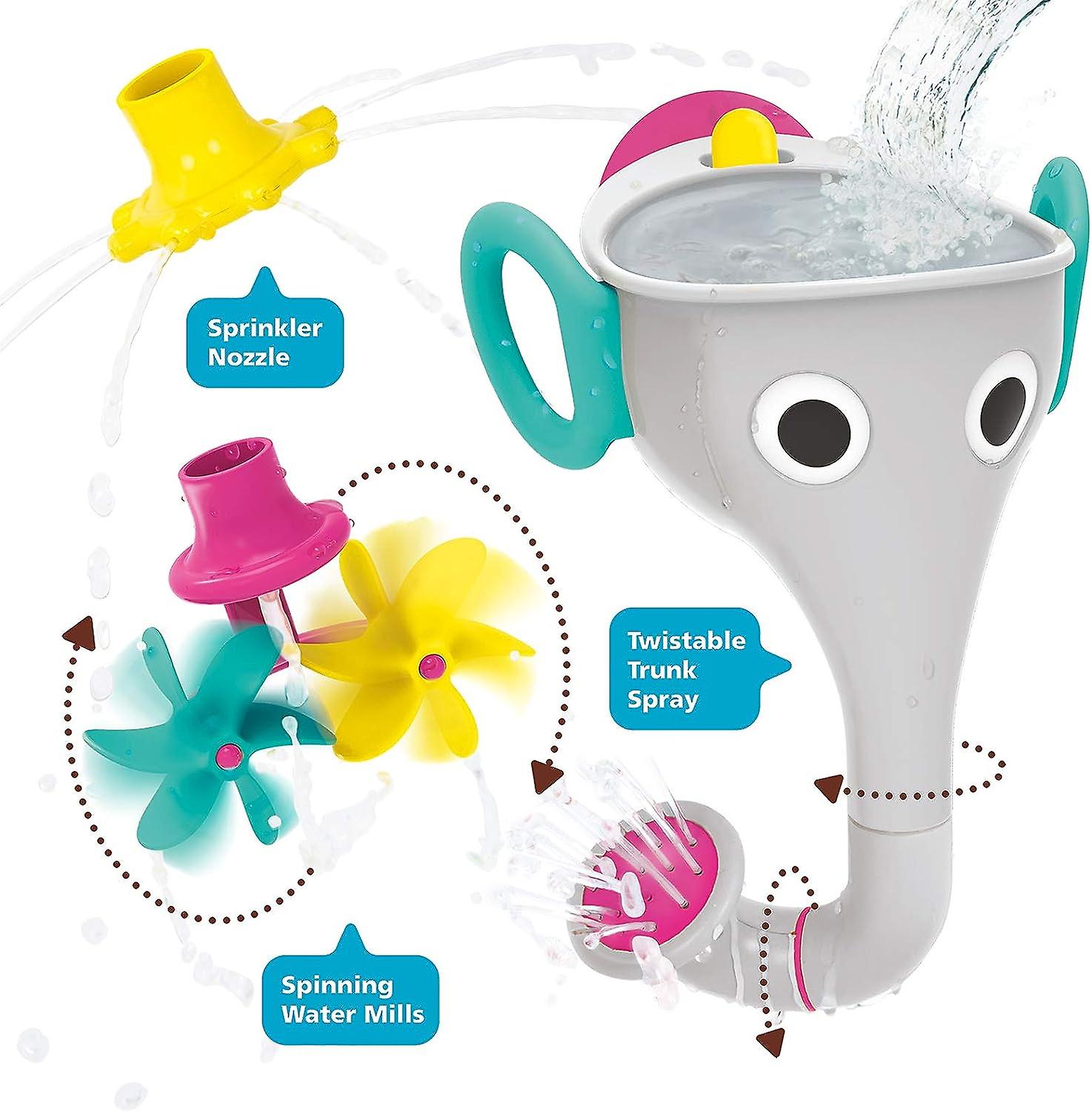 Funelefun Fill N Sprinkle Bath Toy. An Elephant Trunk Funnel Toddlers Play With 3 Interchangeable Trunk Accessories That Spins， Twist And Sprinkle， Pr