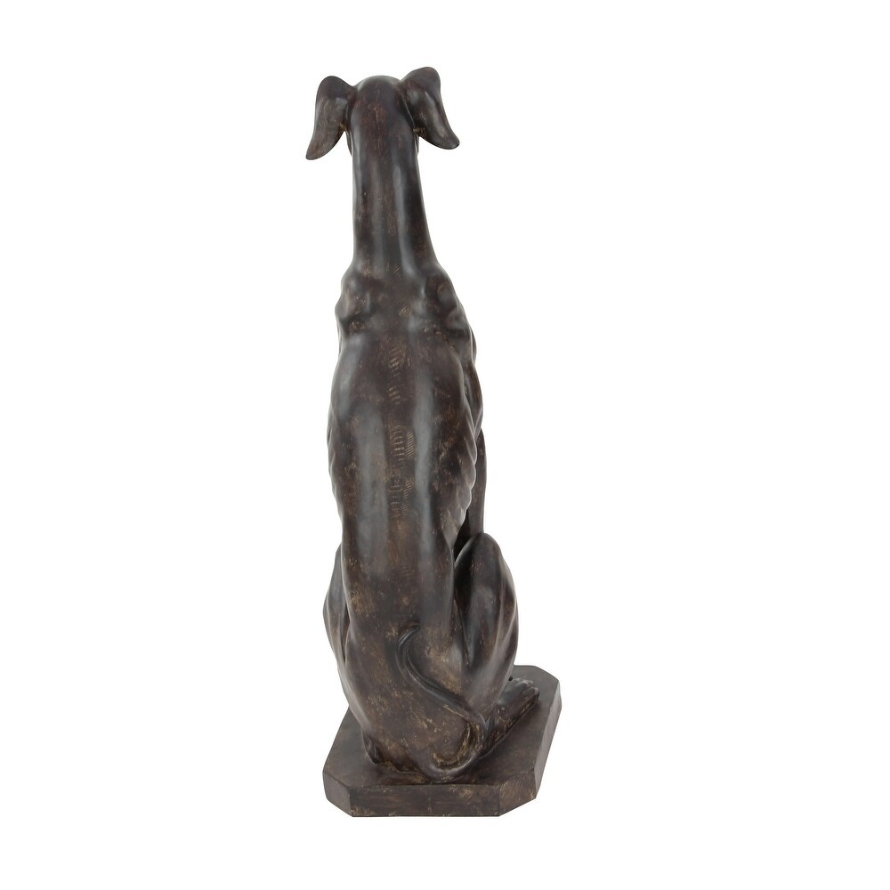 Brown Polystone Dog Sculpture   12 x 10 x 31