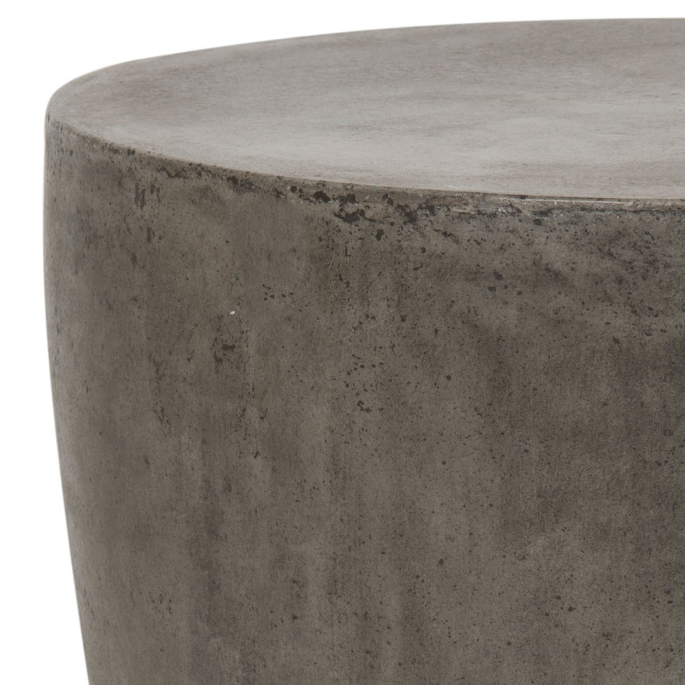 Shenequa Indoor/Outdoor Modern Concrete Round 17.7 quotH Accent Table Dark Gray   Industrial   Outdoor Side Tables   by Peachtree Fine Furniture  Houzz