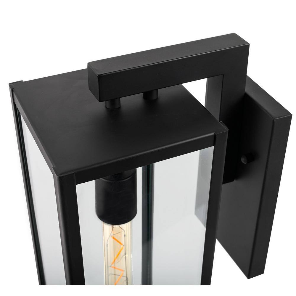 NORWELL Large Capture 1-Light Matte Black Outdoor Wall Lantern Sconce 1187-MB-CL