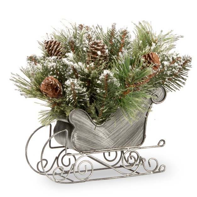 National Tree Company 10 In Glittery Bristle r Pine Sleigh