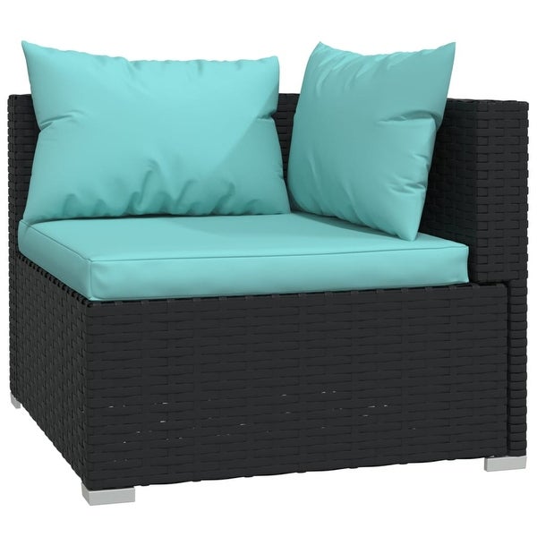 4 Piece Patio Lounge Set with Cushions Poly Rattan Black - Overstock - 36365072