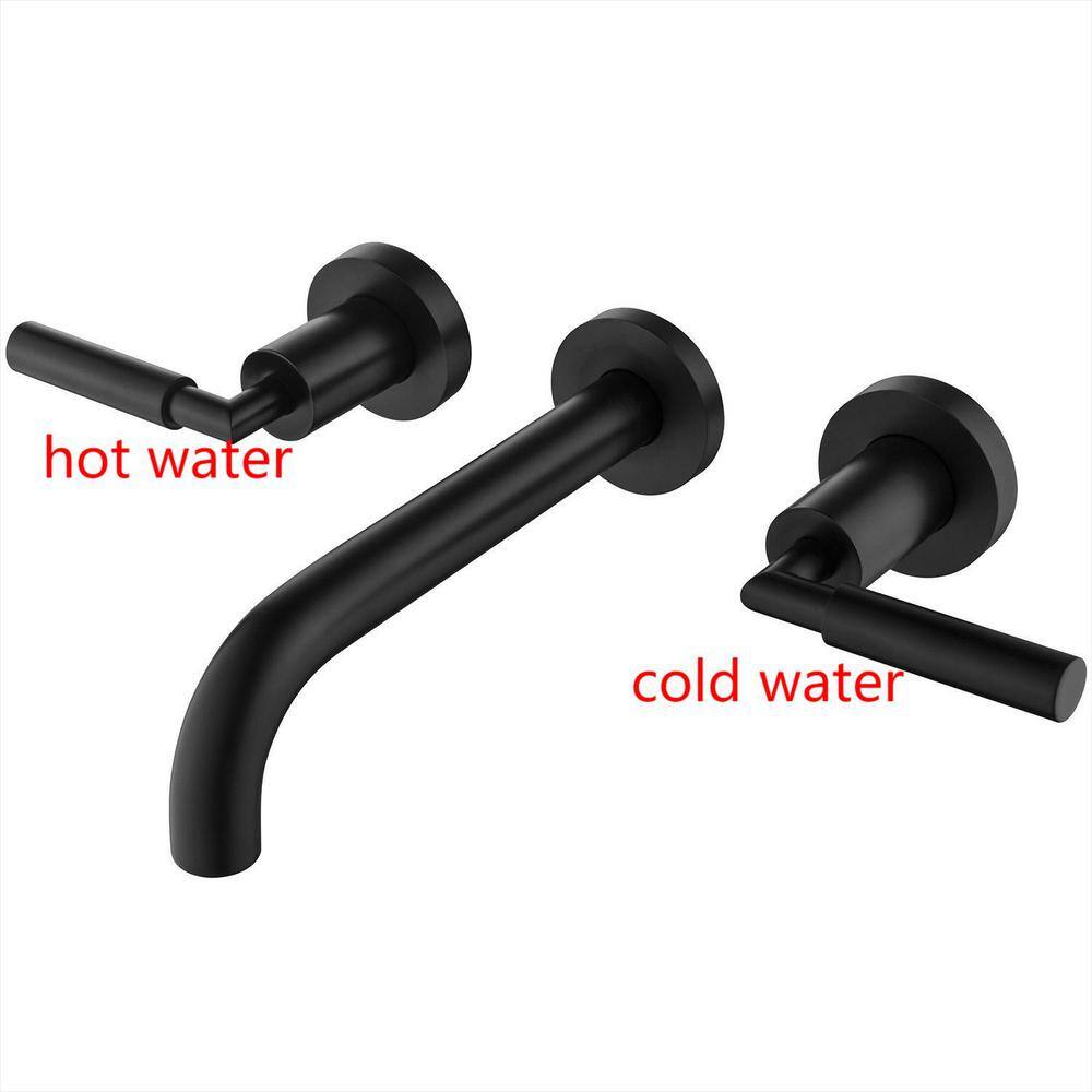 Satico Modern 2-Handle Wall Mount Bathroom Faucet in Matte Black SY600MB665