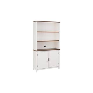 Home Decorators Collection Appleton White and Haze Finish Wood Bookcase with Concealed Storage (39 in. W x 72 in. H) SK19346Br2-W